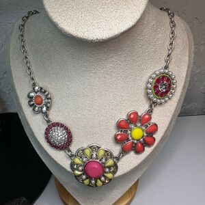 Lia Sophia Pink and Yellow Floral Necklace